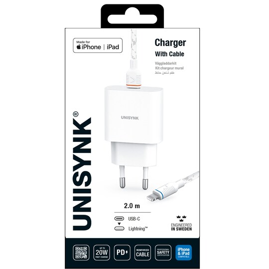 Unisynk USB-C Slim vægopladersæt (hvid)