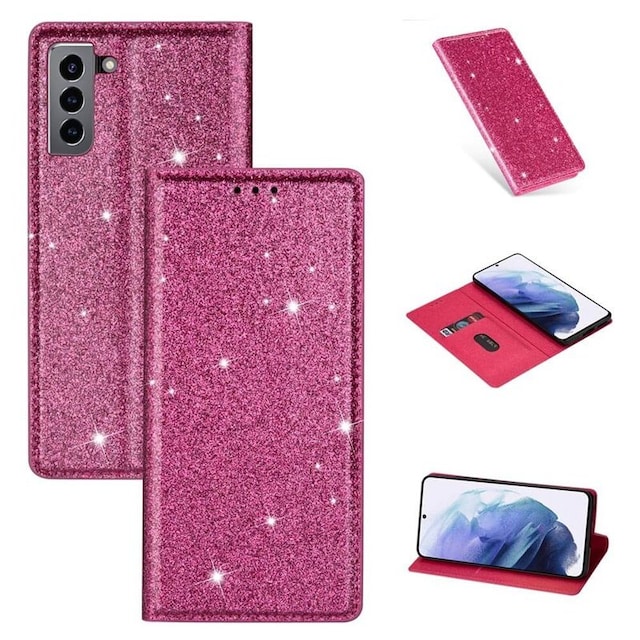 Glitter Smart FlipCase Samsung Galaxy S22 Plus  - lyserød