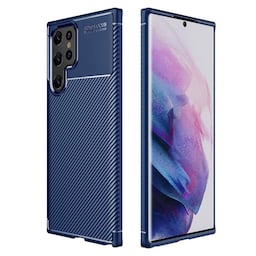 Carbon silikone cover Samsung Galaxy S22 Ultra  - blå