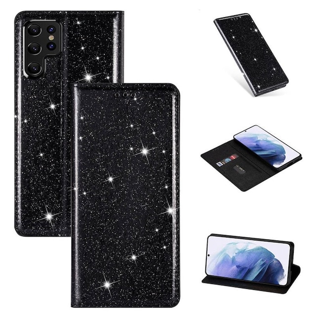 Glitter Smart FlipCase Samsung Galaxy S22 Ultra  - sort