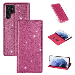 Glitter Smart FlipCase Samsung Galaxy S22 Ultra  - lyserød