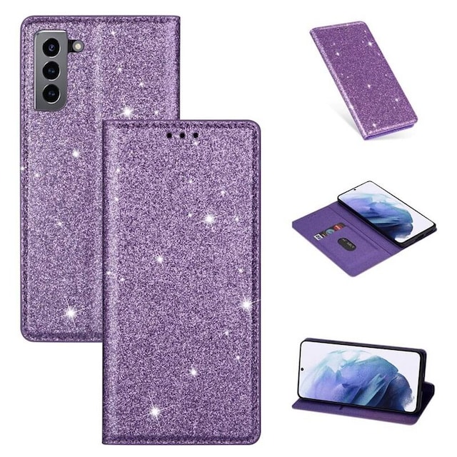 Glitter Smart FlipCase Samsung Galaxy S22  - lilla