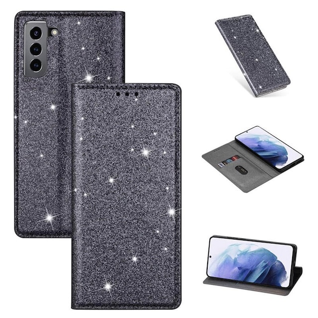 Glitter Smart FlipCase Samsung Galaxy S22  - Grå