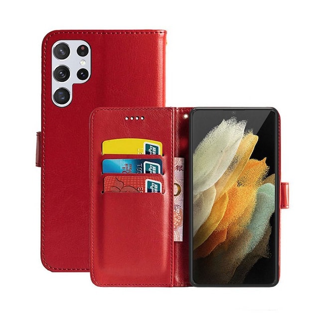 Wallet Cover 3-kort Samsung Galaxy S22 Ultra  - rød