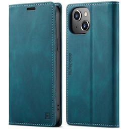 AUTSPACE A01 Retro tegnebog taske til iPhone 13 - blå