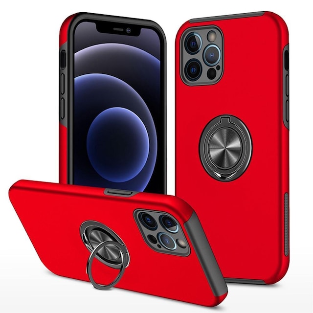 iPhone 13 Pro Max Fingerring Kickstand Hybrid Taske - Rød