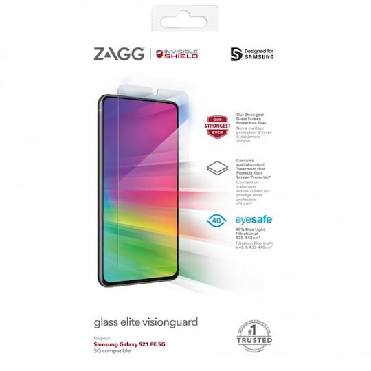 ZAGG InvisibleShield Samsung Galaxy S21 FE Skærmbeskytter Glass Elite  VisionGuard | Elgiganten