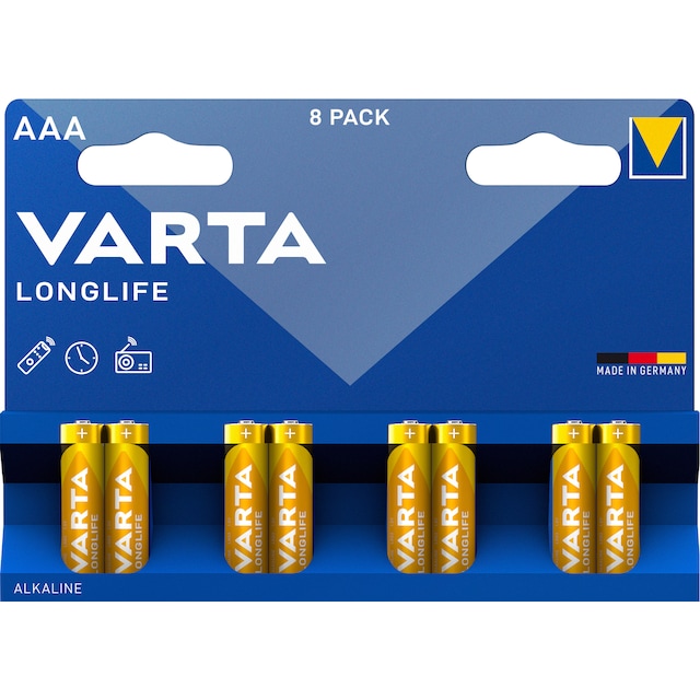Varta Longlife AAA-batterier (8-pak)