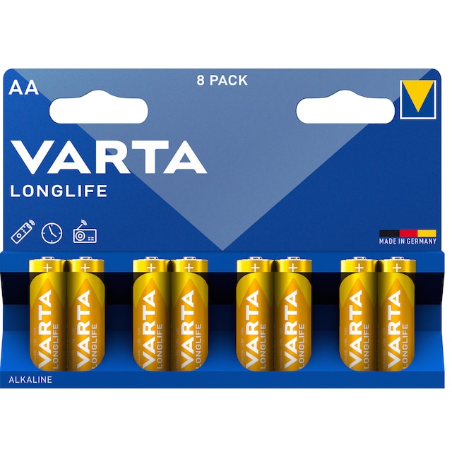 Varta Longlife AA-batterier (8-pak)