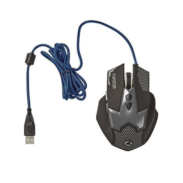 Nedis Gaming Mouse | Kabel | 800 / 1200 / 1600 / 2400 dpi | Justerbar DPI | Antal knapper: 7 | Højrehåndet | 1.50 m | LED