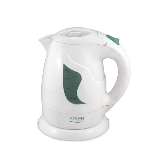 Adler AD 08 Standard kettle, Plastic, White, 850 W, 1 L, 360° rotational base