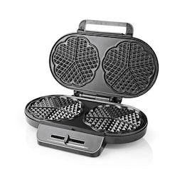 Nedis Vaffeljern | 2 x 5 Heart shaped waffles | 12 cm | 1200 W | Automatisk temperaturregulering | Metal / Plastik