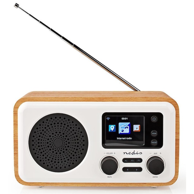 Internet radio med FM/DAB+/Bluetooth, Hvid/træ