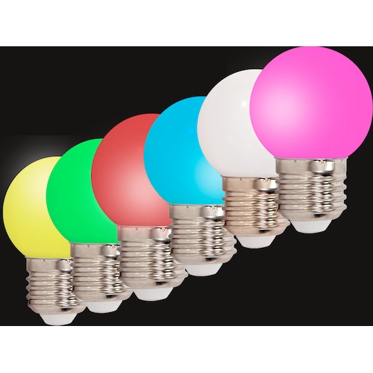 6 stk. farvede LED Pærer | Elgiganten