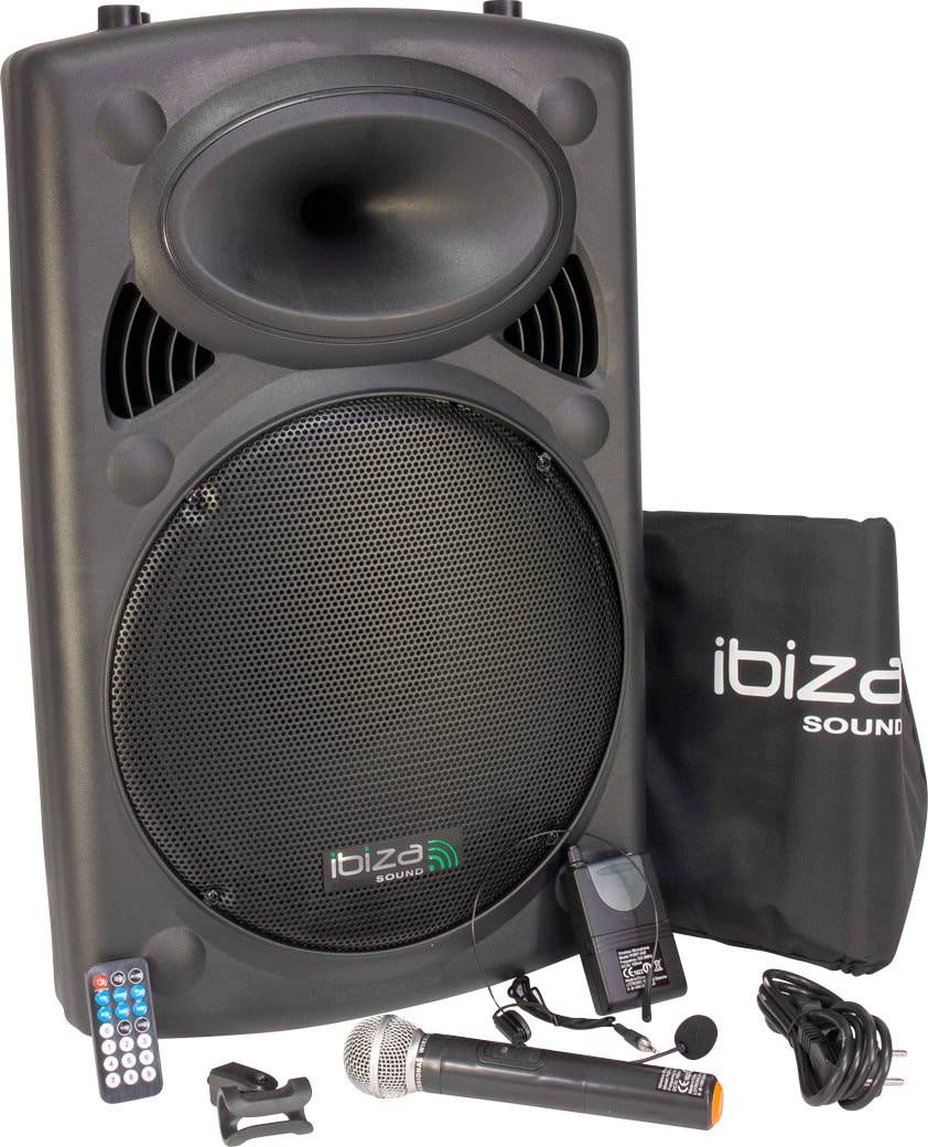 Ibiza transportabel højttaler med 15"" bas, Sort 800 Watt | Elgiganten