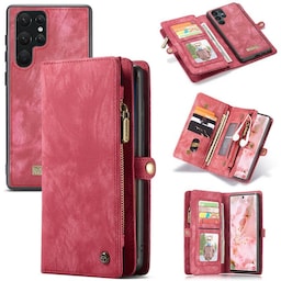 Multi-Wallet CaseMe 11-kort Samsung Galaxy S22 Ultra  - rød