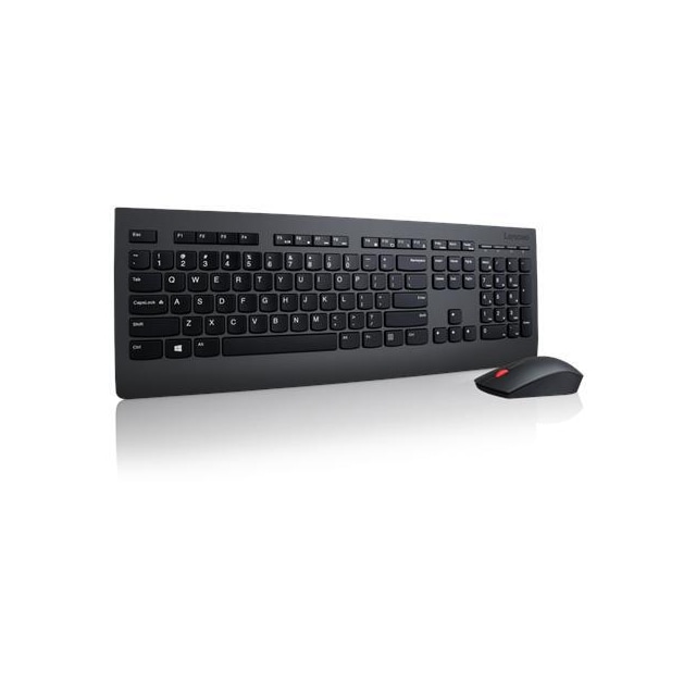 Lenovo Professional Wireless Combo Keyboard & Mouse (amerikansk engelsk med eurosymbol) Numerisk tastatur, Musbatteri: 2AA-batterier (medfølger), Museopløsning: 1600 DPI DPI, Tastaturbatteri: 2AA (inkl.