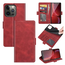SKALO iPhone 13 Pro Max Premium Wallet Flip Cover - Rød