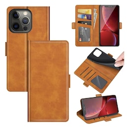 SKALO iPhone 13 Pro Max Premium Wallet Flip Cover - Lys brun