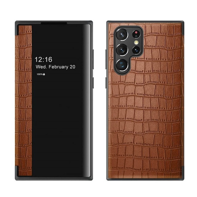 Crocodile FlipCover Samsung Galaxy S22 Ultra  - brun
