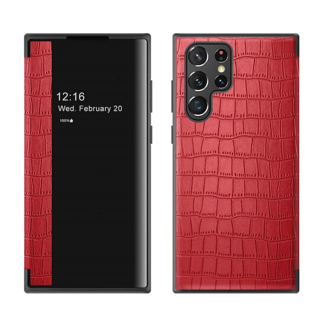 Crocodile FlipCover Samsung Galaxy S22 Ultra  - rød