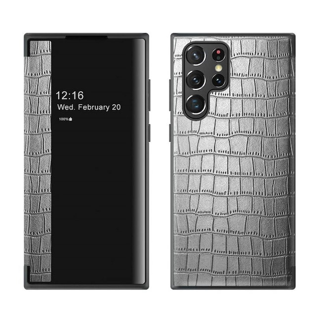 Crocodile FlipCover Samsung Galaxy S22 Ultra  - sølv