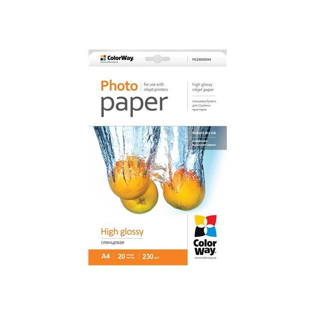 ColorWay fotopapir 20 stk. PG230020A4 Blankt, A4, 230 g/m²