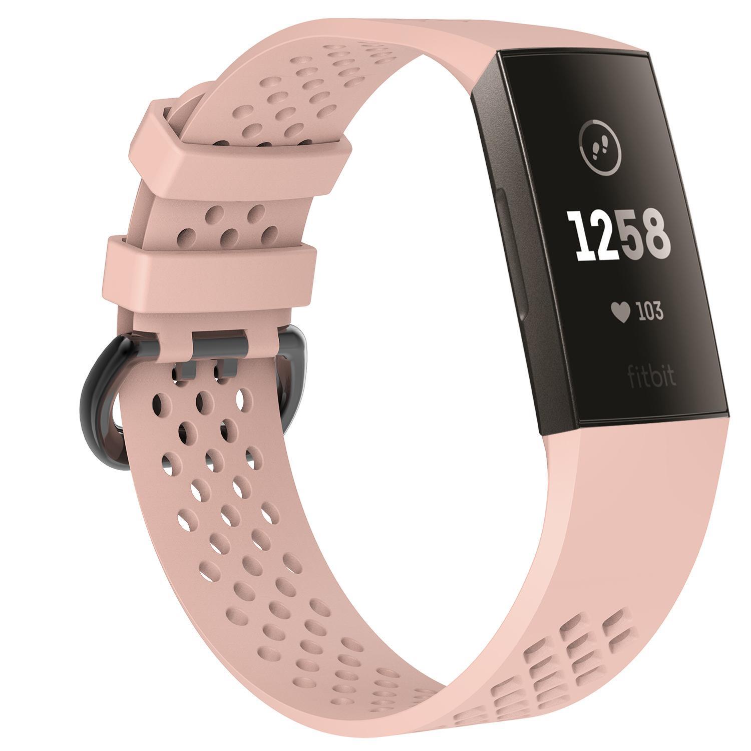 Fitbit Charge 3/4 armbånd silikone Pink (L) | Elgiganten