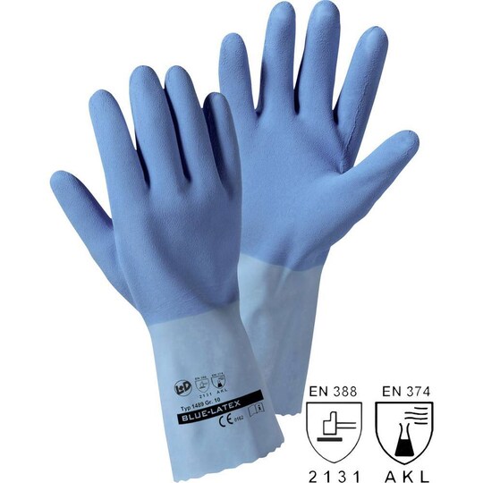 L+D blauw latex 1489-M Naturlatex Arbejdshandske Størrelse (handsker): 8, M  EN 388, EN 374 Cat III 1 | Elgiganten