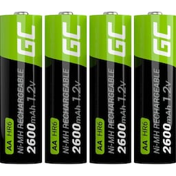 Genopladeligt AA-batteri NiMH 4 stk Green Cell HR6 2600 mAh