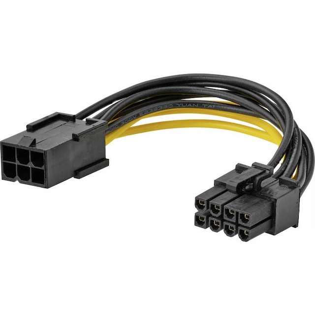 Akasa Strøm Tilslutningskabel [1x PCI-E 6-pol. - 1x PCI-E 8-pol.] 10.00 cm Gul, Sort