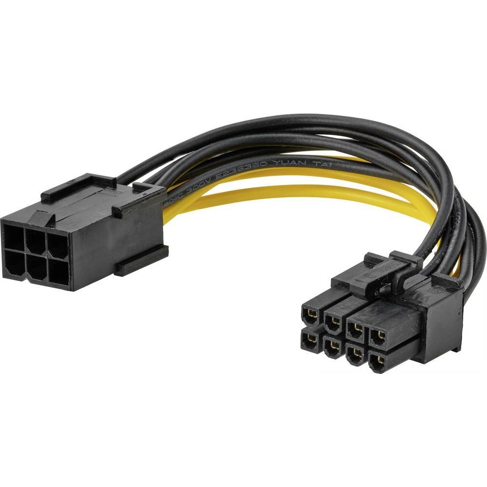 Akasa Strøm Tilslutningskabel [1x PCI-E 6-pol. - 1x PCI-E 8-pol.] 10.00 cm  Gul, Sort | Elgiganten
