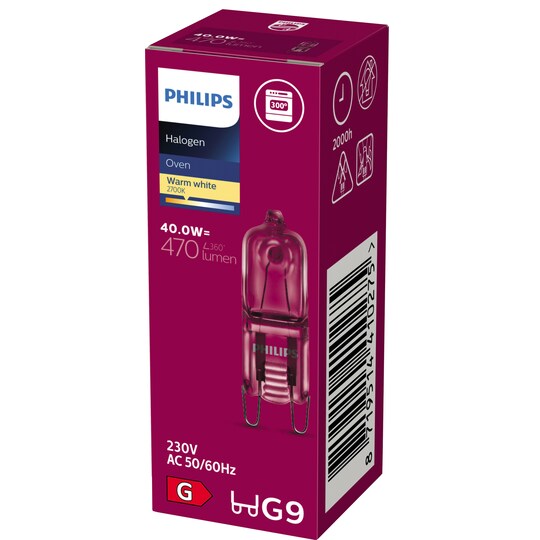 Philips halogenpære til ovn 40W G9 871951441027500 | Elgiganten