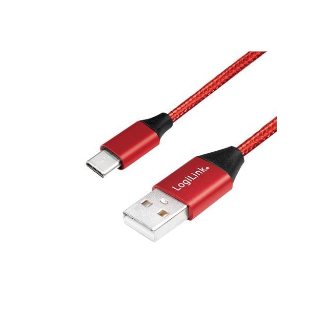 Logilink USB 2.0-kabel CU0148 1 m, rød, USB-A han, USB-C han