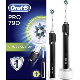 Oral-B Tandbørste PRO 790 Cross Action Til voksne, Genopladelig, Tandbørstetilstande 1, Antal børstehoveder inkluderet 2, Sort/hvid