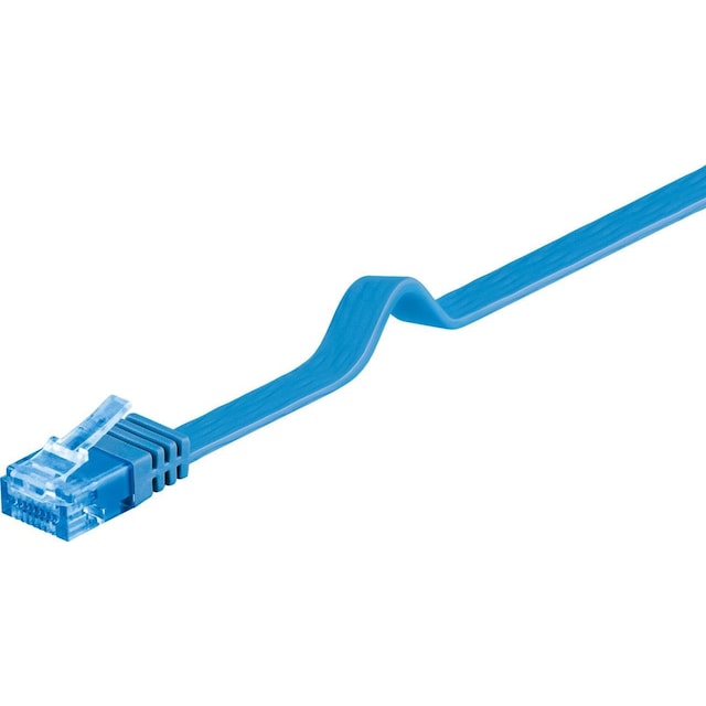 Flad netværkskabel CAT 6A, U/UTP, blå