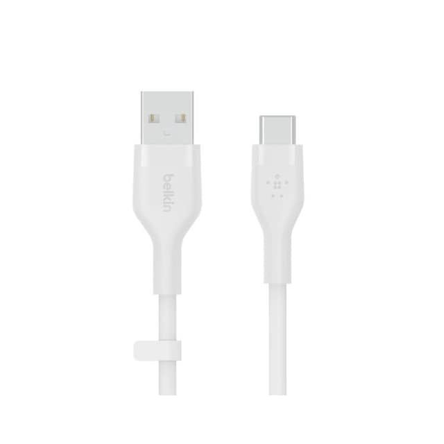 BOOST CHARGE USB-A til USB-C Silicon 2m, Hvid