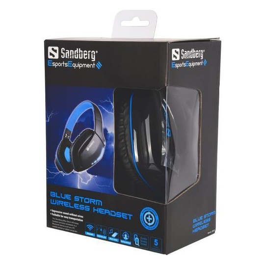Blue Storm Wireless Gaming Headset, sort / blå | Elgiganten