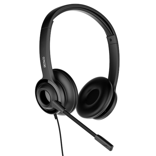 DELTACO Office USB stereo headset, volumenkontrol, støjreducerende mikrofon  | Elgiganten