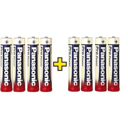 Panasonic AAA-batteri Pro Power 4+4 gratis