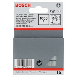 Fintrådklammer type 53 11,4 x 0,74 x 10 mm 1000 stk Bosch Accessories 1609200366 Dimensioner (L x B) 10 mm x 11.4 mm