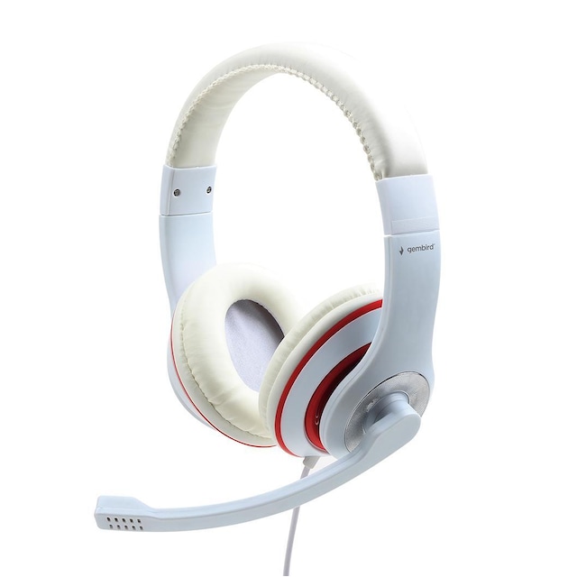 Gembird Stereo Headset MHS 03 WTRD Hvid med rød ring, headset