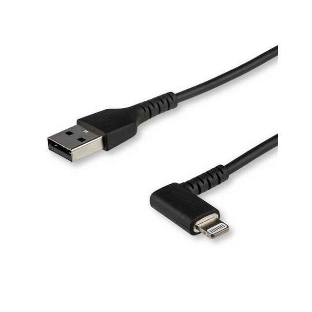 StarTech.com 2m tålig USB-A till Blixtkabel - svart 90° högervinkad, robust a