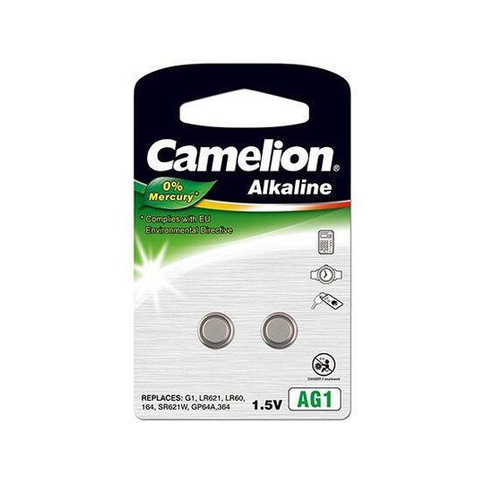 Camelion AG1/LR60/LR621/364, alkalisk knapcelle, 2 stk. | Elgiganten