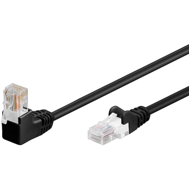 Goobay Netværkskabel CAT 5e vinklet 1x 90°, U/UTP, sort, 0,5 m