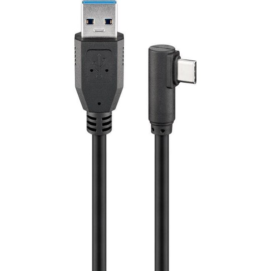 USB-C™ til USB A 3.0-kabel 90°, sort | Elgiganten