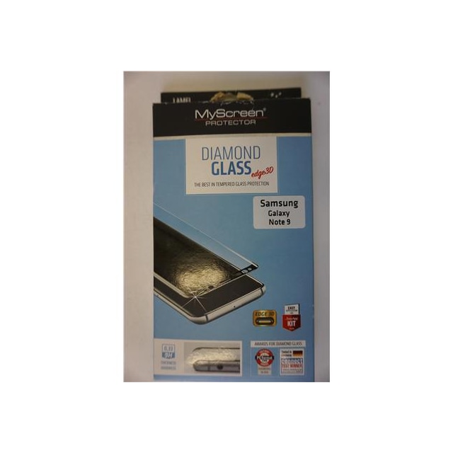 MyScreen Diamantglas (fuld skærm) 3D Skærmbeskytter, Samsung, Galaxy Note 9, Hærdet glas, Gennemsigtig/Sort, DANAGERET EMBALLAGE