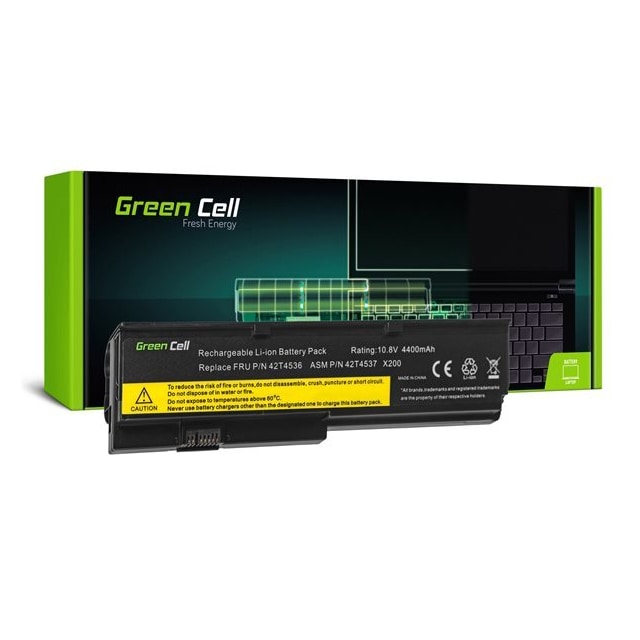 Green Cell laptopbatteri til Lenovo ThinkPad X200 X201 X200s X201i / 11,1V 4400mAh