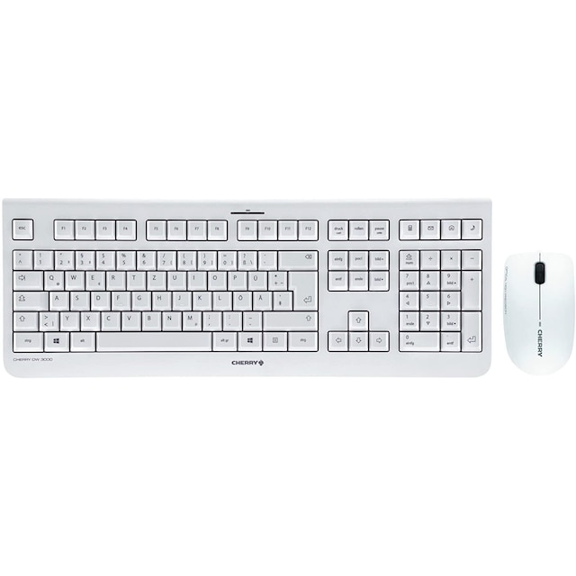 Cherry tastatur og mus DW 3000 trådløs, USB-modtager, tysk layout (QWERTZ), hvid