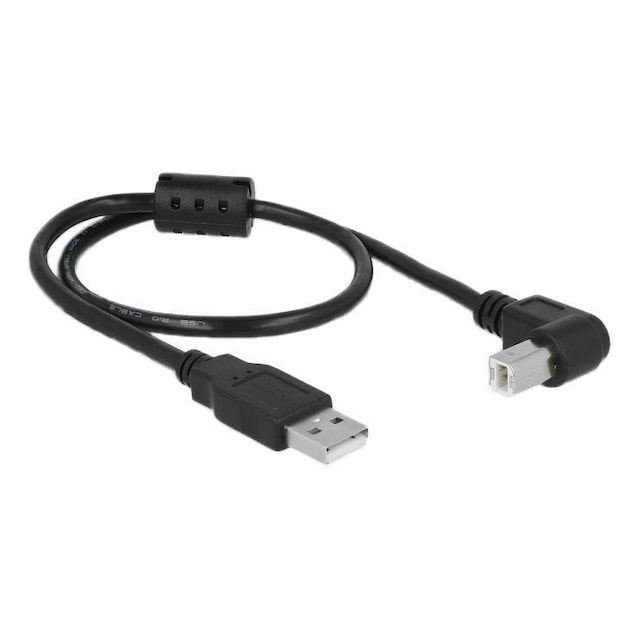 Delock-kabel USB 2.0 Type-A han> USB 2.0 Type-B han vinklet 0,5 m bl